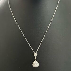 Lafonn NEW Sterling Silver Simulated Diamond Pear Dangle Necklace